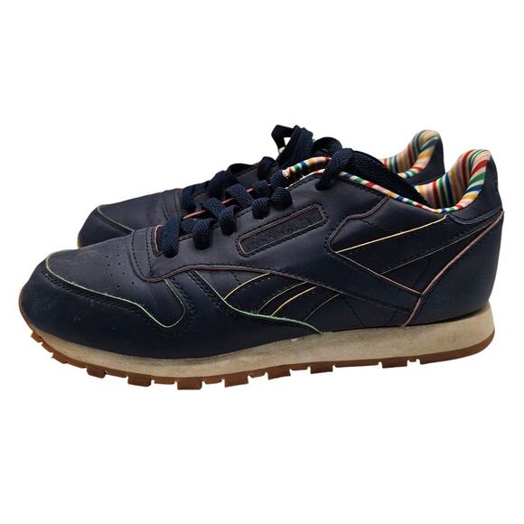 Reebok Girls Classic Sneaker FW6117 Navy Leather Lace Up Low Top Retro Size 5.5 - Picture 1 of 7